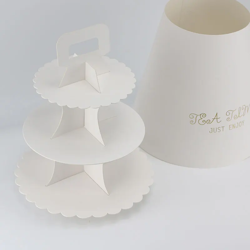 Paper Scatola Torta Cardboard Stand 3 Tier Dessert Cupcake Tower With Logo