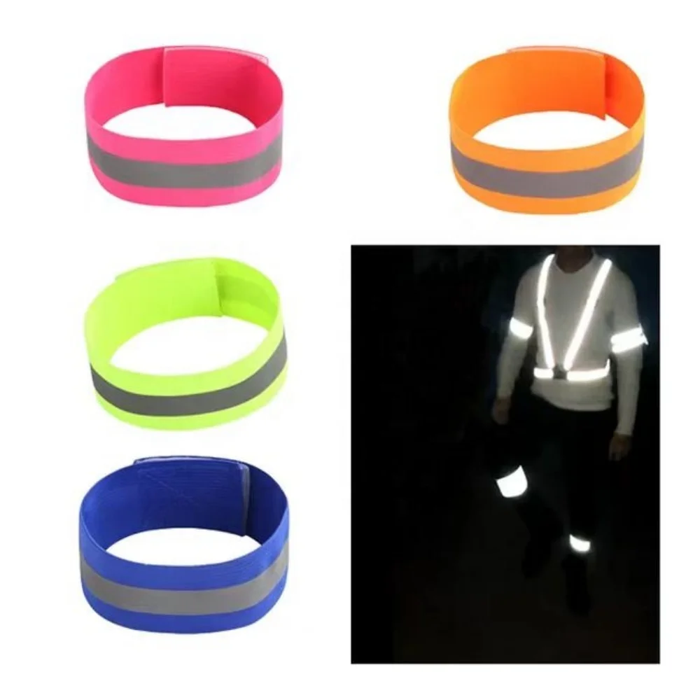 High Visibility Adjustable Reflective Ankle Band Elastic Wristband Armband For Running