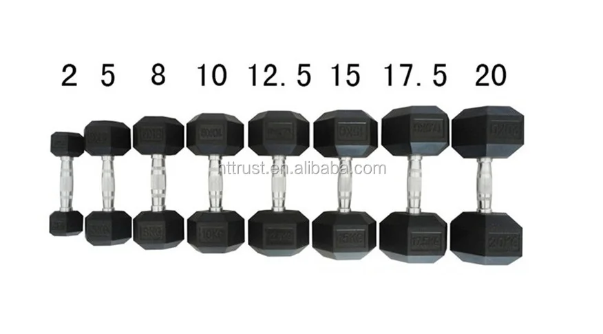 Wholesale Hot Sell Free Weight Fitness Equipment Rubber Hexagonal dumbbells