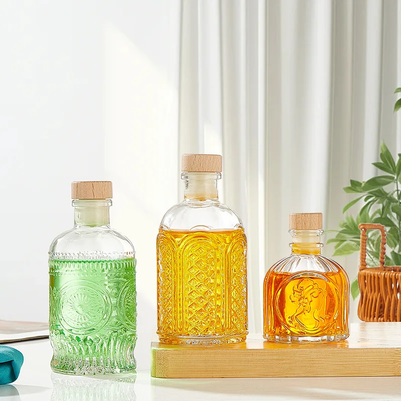 Room Office Decorative Empty Aromatherapy Bottle Simple Transparent Glass Diffuser Bottle Small Liquor Wine Bottle