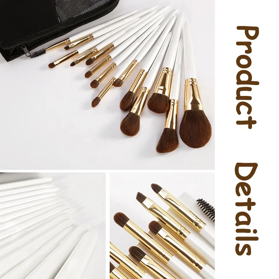 Custom 14Pcs 10Pcs Best Make Up Brushes Set 10Pcs Organic Eye Face White Handle Make Up Brushes Hair