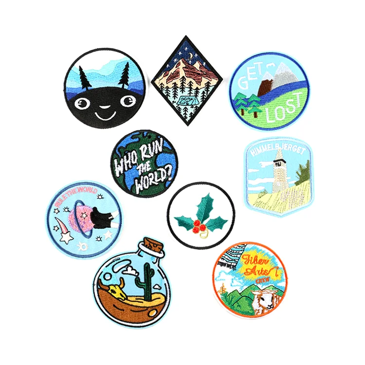 
Heat Press Custom Badge Embroidery Patch Iron On Patch Custom Embroidered Big Logo Colorful Embroidery Towel Chenille Patch 