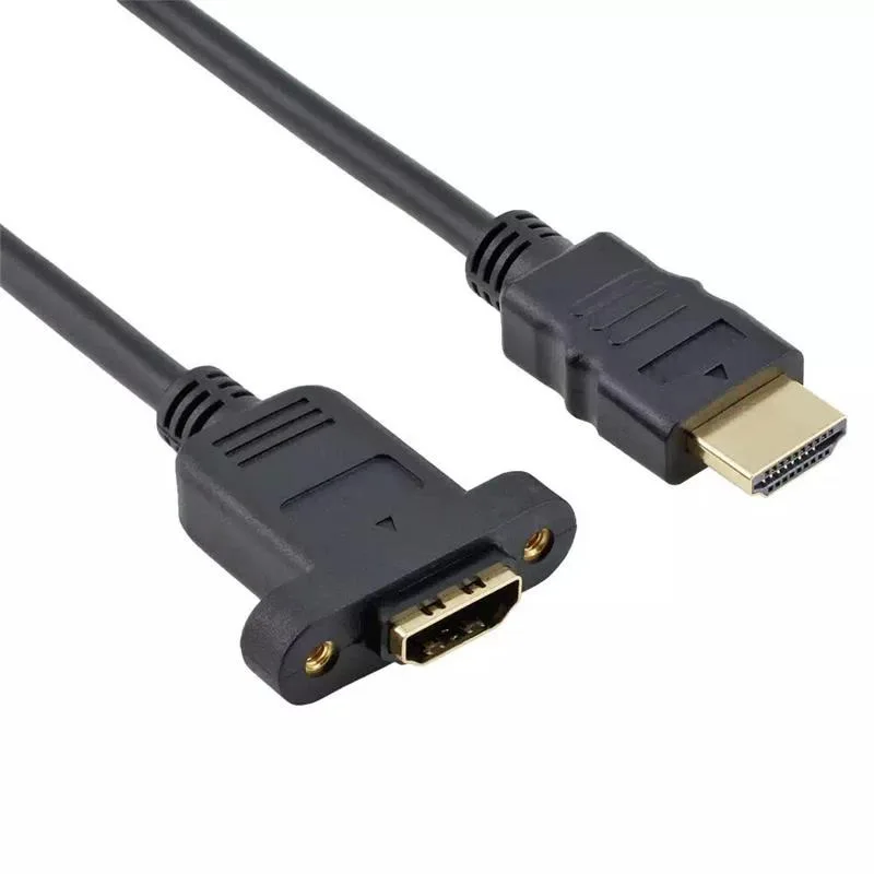 HDMI male to female extension cable with ear and screw hole can be fixed HDMI male to female extension cable 1080p