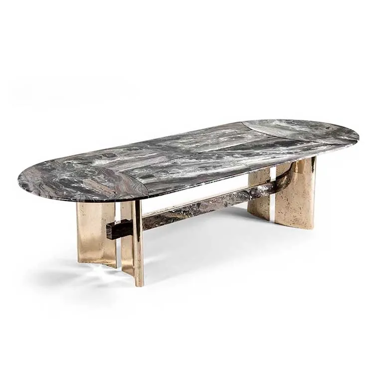 Luxury metal unique shape designs home furniture marble top dining table (11000004775340)