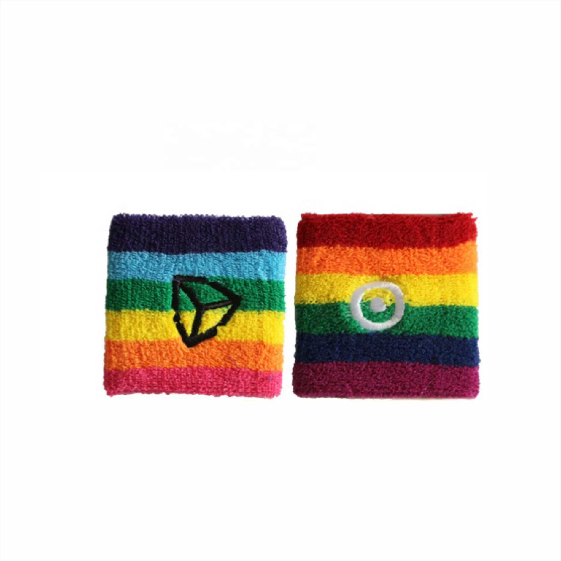 Factory Custom Logo Rainbow Football Basketball Sports Gym Embroidery Terry Towel Cotton Elastic Sweatband Headband Wristband