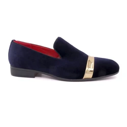 Velvet Embroidered Mens Suede PU Smoking Slippers Slip-on Loafers Shoes