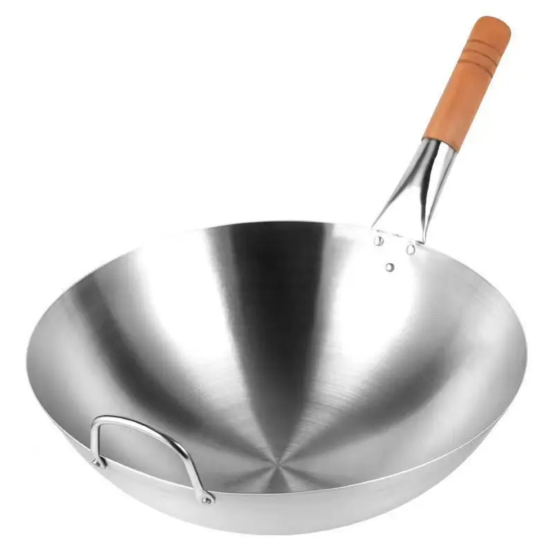 zhongte Professional Stainless Steel 26-100cm Wok Kitchen Utensils Fry pan Stainless Steel Pot big wok two handles