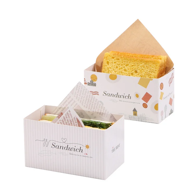 Disposable sandwich packaging box Baked bread Toast burger French fries baked cakes pastry box for cake