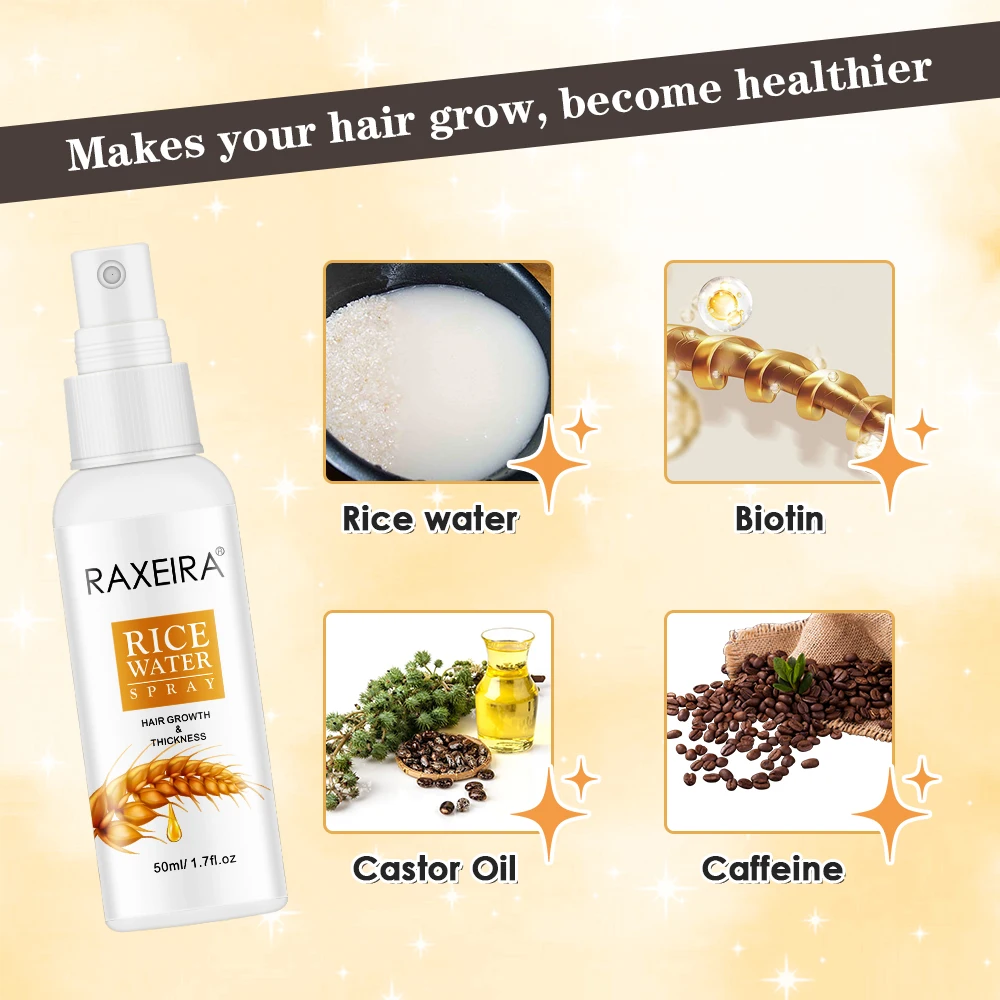 Private Label Organic Growth Repair Anti Hair Loss Biotin Rice Water Hair Growth Spray For Hair Growth Serum