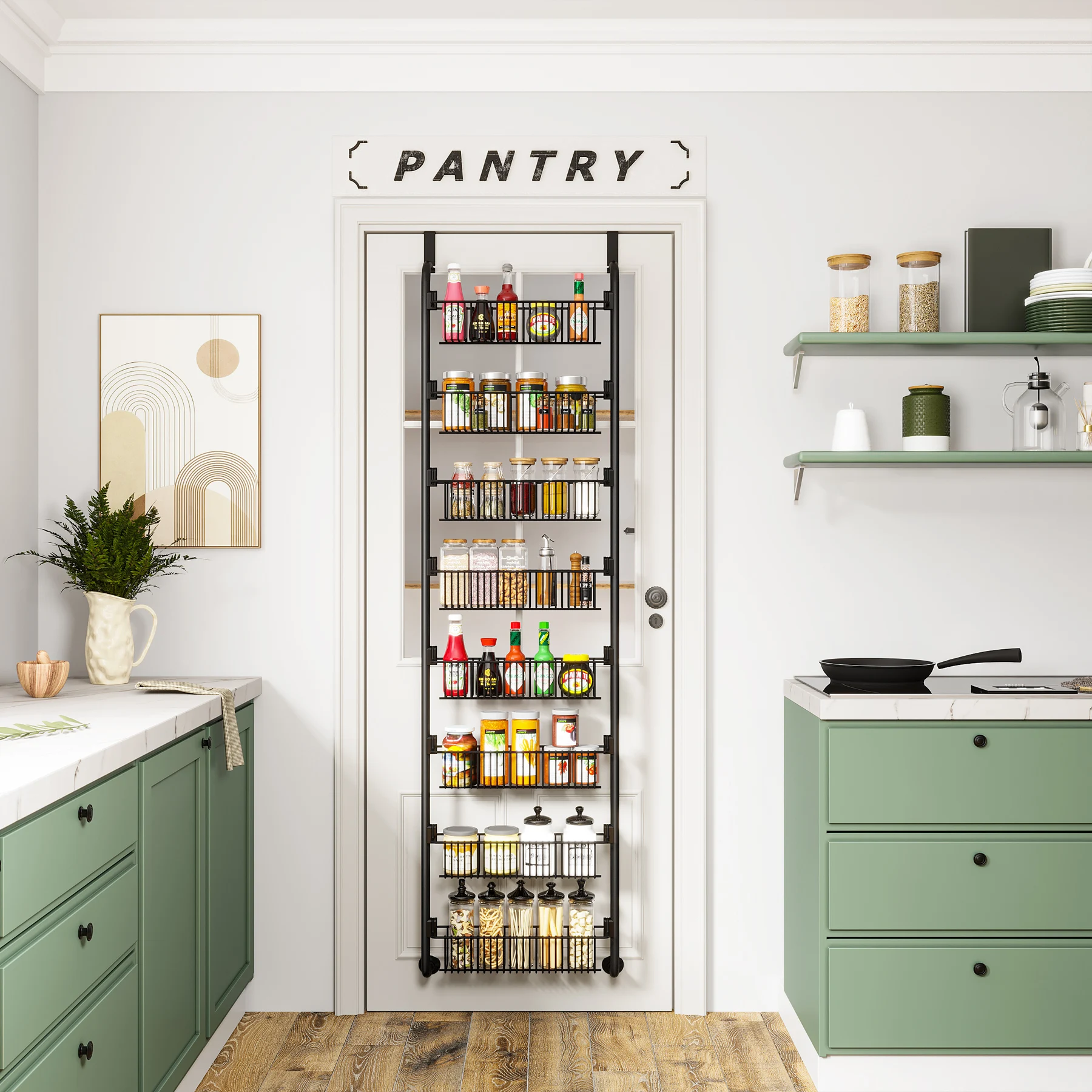 Storage Bathroom Wall Mounted Over the Door Hanging Laundry Basket with 6 Baskets for Large Storage