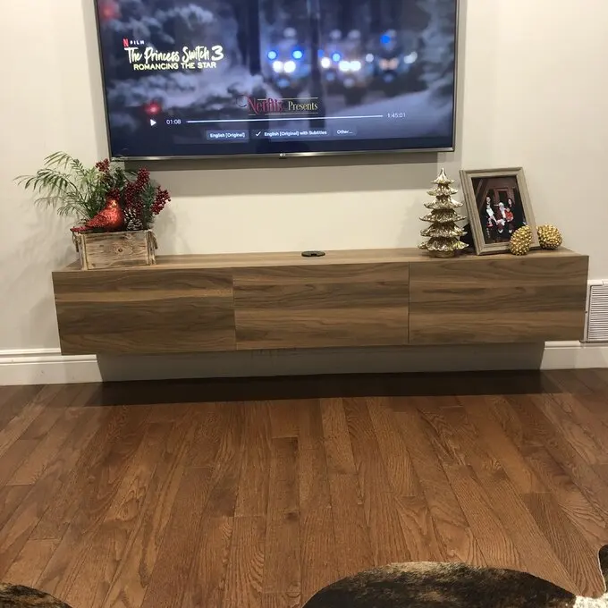 HOMEFIELD Wholesale Custom Wooden Floating TV Stand Wall Mounted Media Console