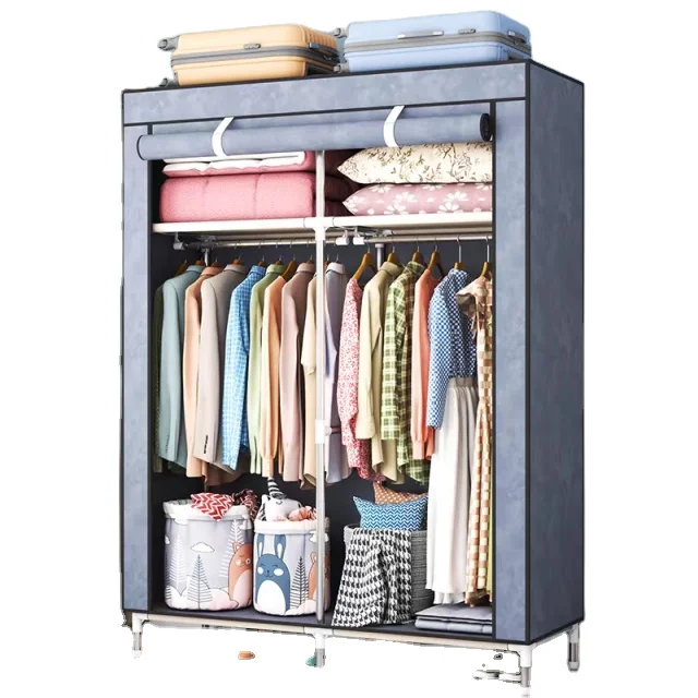 Factory Direct Commercial Modern Simple And Durable Assembly Galvanized Steel Pipe MultiColor Wardrobe Bedroom Rental House