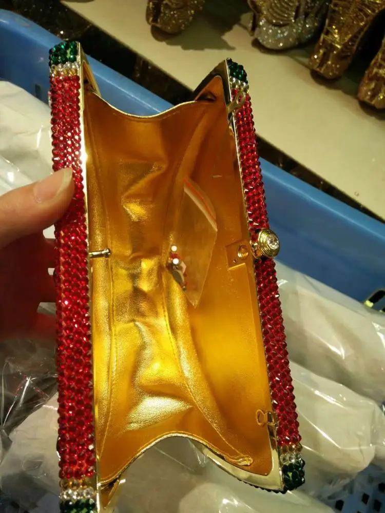 Custom Fancy glitter watermelon Design rhinestone evening bag clutch for ladies