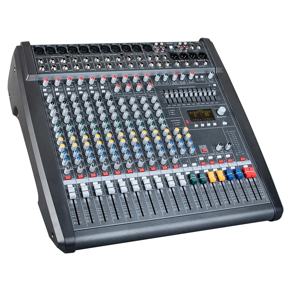 Depusheng DMX1400 Professional 1000W *2 High Power 14 Channel Amplifier DJ Karaoke Audio Mixer With 198 Preset Effects