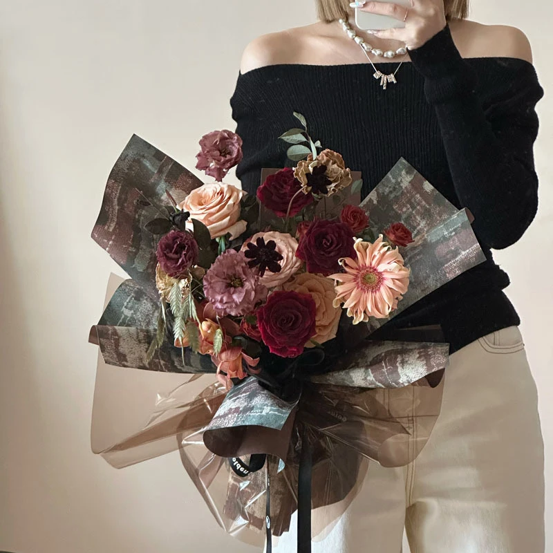 New arrival lozenge pattern paper wrapping paper high quality thicken textured flower wrapping paper