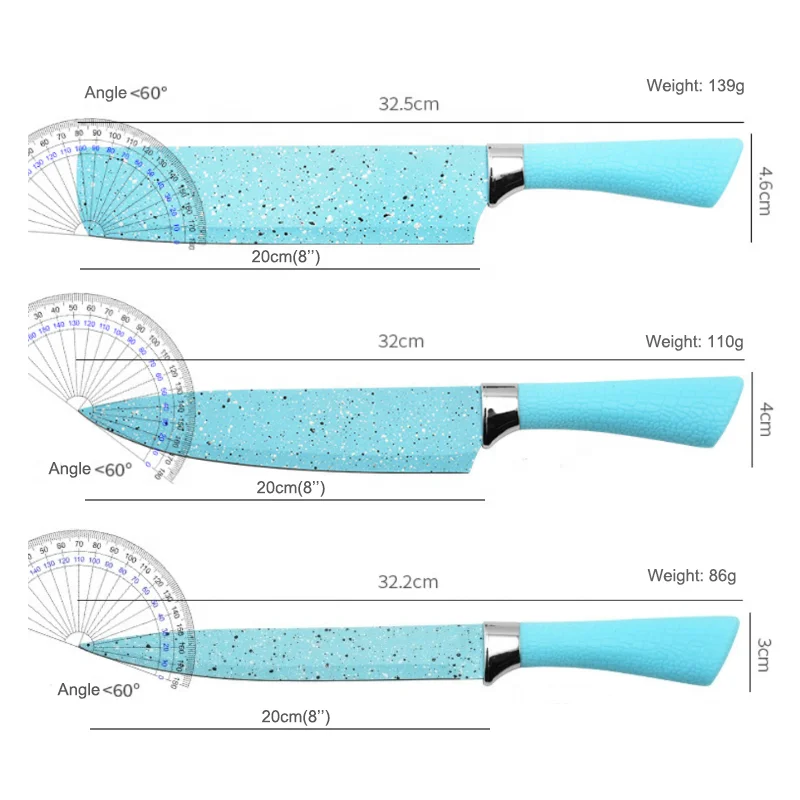 6pcs Colorful Kitchen Tool Set Pink Kitchen Knife Kit Gift Blue Kitchen Tools For Fruits Vegetables Meat Restaurant