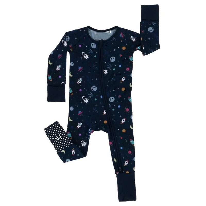 Knit Baby Clothing Kids One Piece Pajamas 95%bamboo 5%spandex Baby Footless Zipper Romper Long Sleeves Zippie