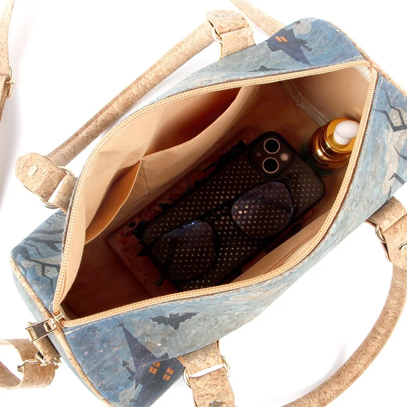 Portugal imported cork degradable environmental handbag American street trend tree leather bag