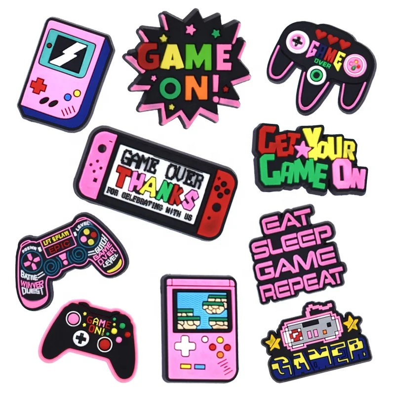 Soft PVC Shoe Accessories Clog Decoration Charms Shoe Charms Pac Men 90s Video Games Pad Shoe Charms