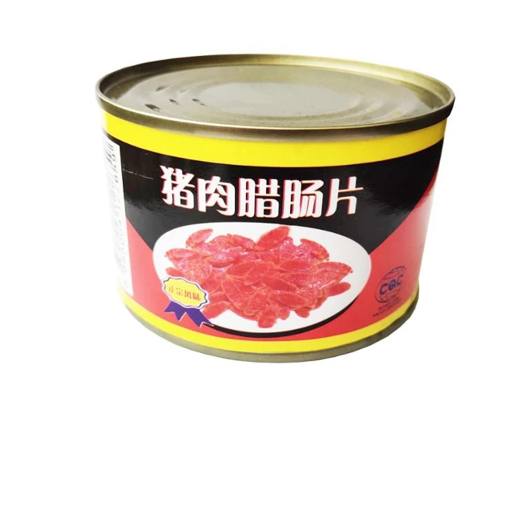 
canned pork sausage sliced food 