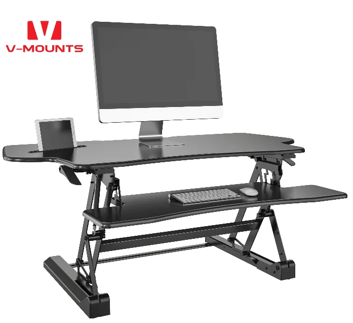 V-mounts  Computer Desk Converter Adjustable Height Desktop Riser Sit Stand Desk Standing Desk For Laptop Office Home VM-SD15