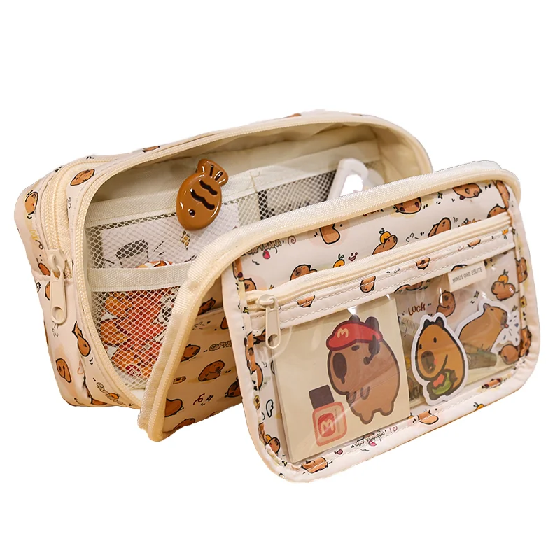 CKapibala большой вместимости расширяемый футляр для ручек с милым принтом пенал девочек школы и подарков