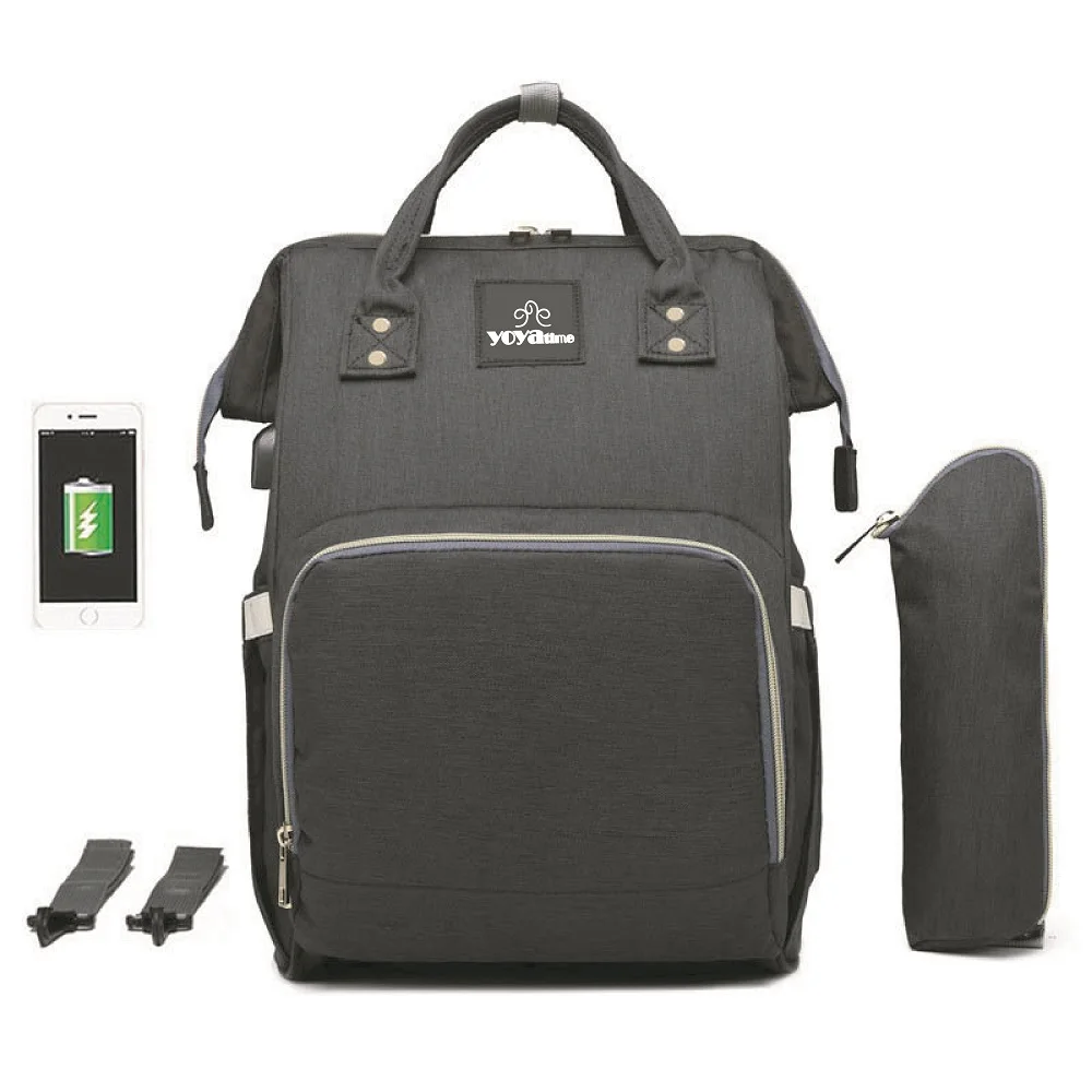 Large Capacity Nylon Waterproof Black Travel Backpack Designer Nursing Bag for Baby Care Hot USB Mummy Maternity Nappy Bag