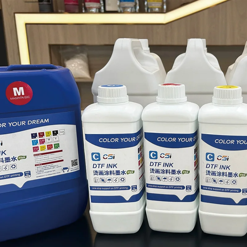 High fluidity 1 liter textile printing xp600 I3200 L1800 Csi Dtf Ink multi-color DTF pigment ink