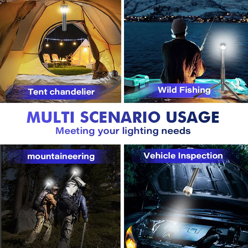 Banqcn outdoor multifunctional portable camping lighting tent scalable magnet telecontrol rechargeable led flashlight light