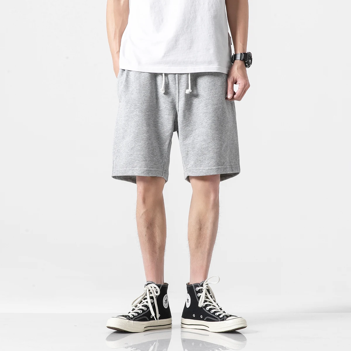 Summer sports shorts Men loose cotton five-minute pants trend plain color casual beach pants couple plus-size basketball pants