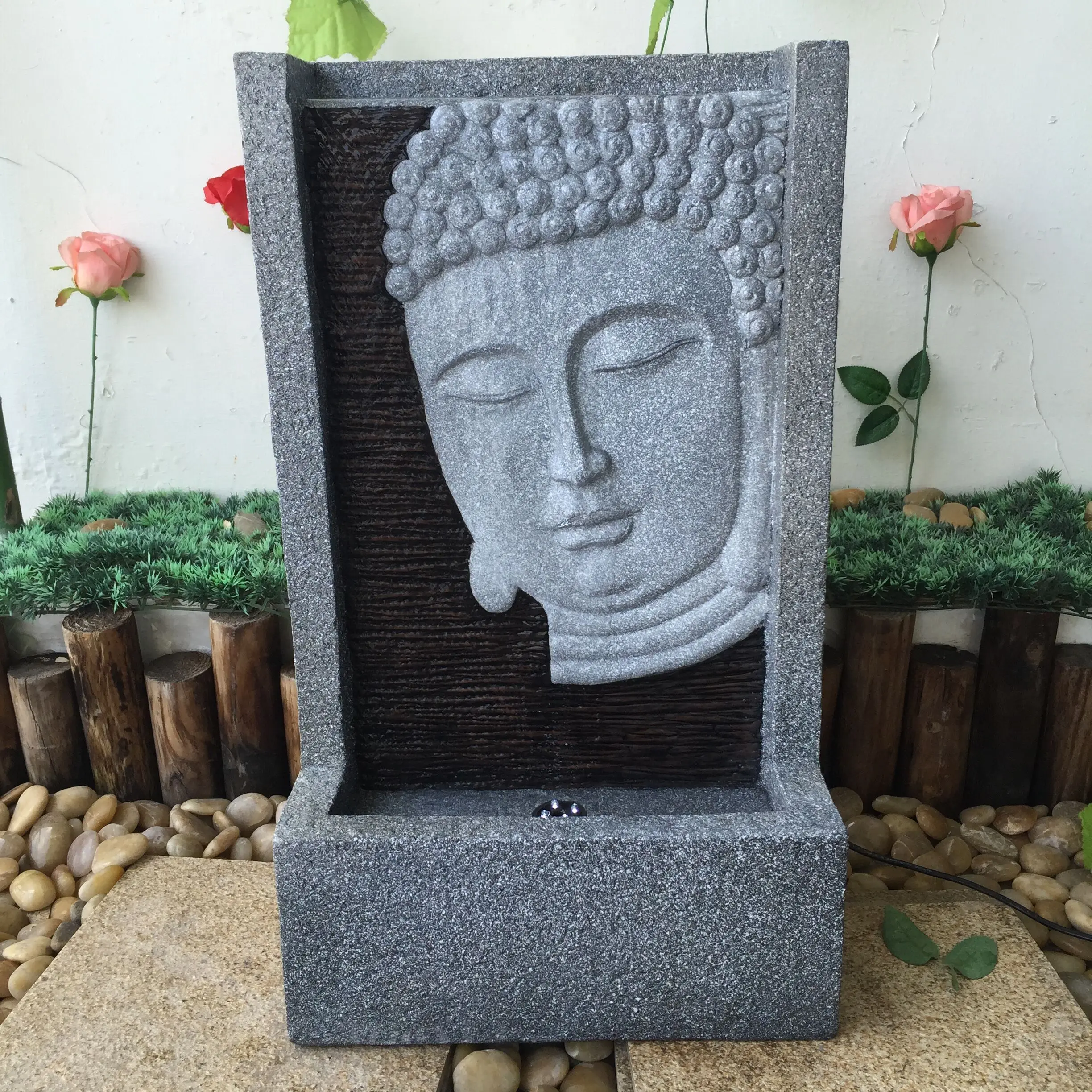 Outdoor Buddha Solar Water Fountain for Garden Decoration Ornaments Indoor and Outdoor Modern Water Feature 35*21*60cm as Photo