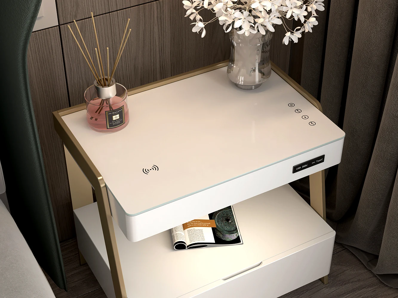 Modern Design Smart Home Furniture For Living Room With wireless charger smart bedside Table smart cabinet