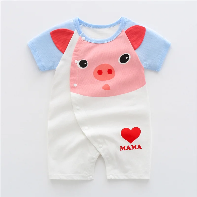 Wholesale Summer Blank Newborn Baby Girl Boy Clothes 100% Cotton Solid Color Short Sleeve Onesie Bodysuit