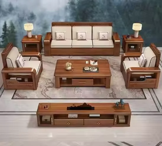 Factory Direct Wholesale Modern Modular Solid Wood Sofa Set down Filled Living Room Furniture