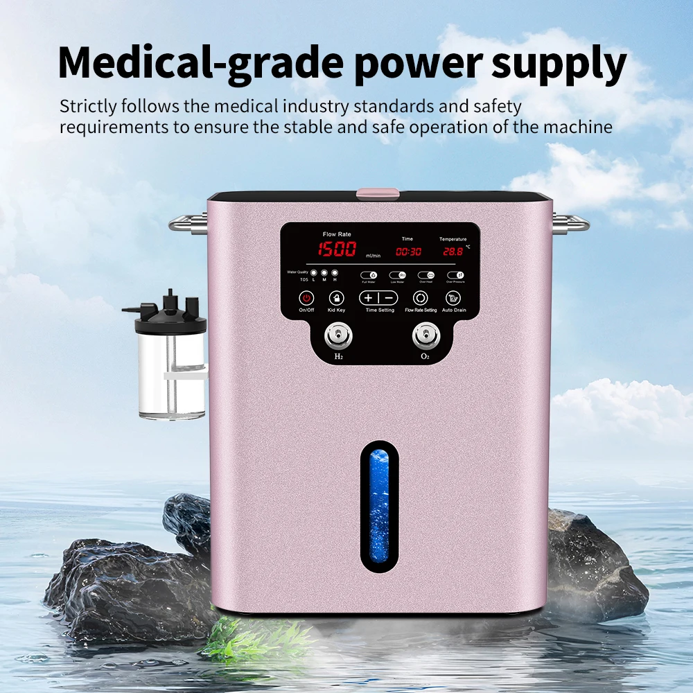 Suyzeko Professional 1500ML/Min Hydrogen Oxygen Generator Electrolyzer SPE PEM Technology H2 Breath Machine