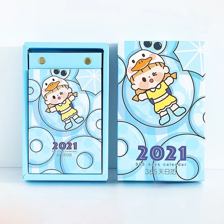 2023 Desktop Hardcover Cartoon Cute Table Calendar Photo Frame Desk Calendars 2022 Desk Calendar