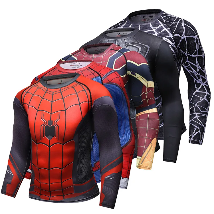 Spiderman clothing long sleeve shirt for men high quality sports wear