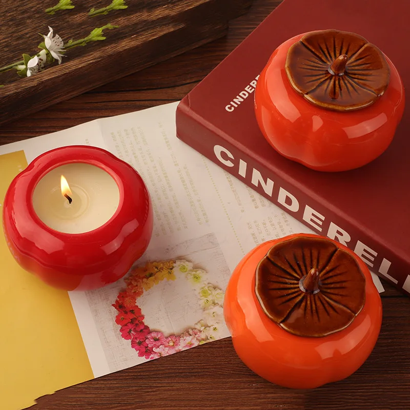 China Manufacture Valentines Private Label All Is Well Beautiful Design Aromatherapy Oil Fragrance Persimmon Jars Scented Candle