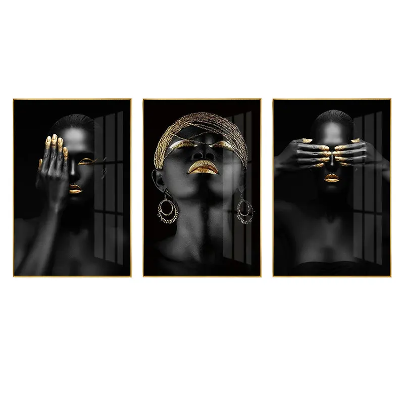 Modern Minimalist Black Beauty Decoration Wall Art Portrait Painting Canvas Customized Logo Environment Friendly Printed 500pcs