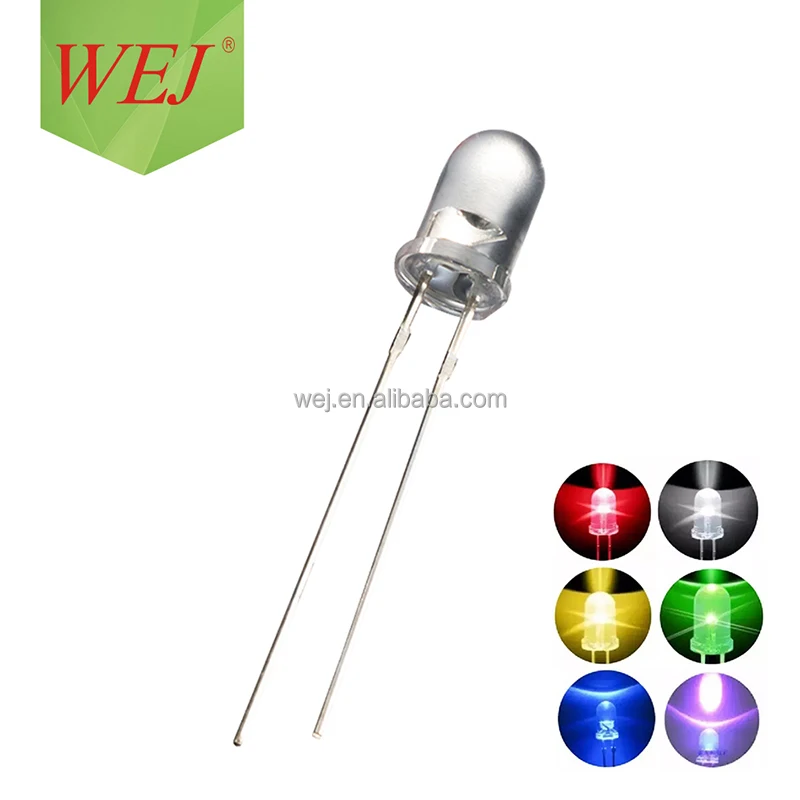 Factory price 5mm red dip LED OEM/ODM Red green blue white orange yellow water clear 2 Pin led 5mm dip diode 5mm led