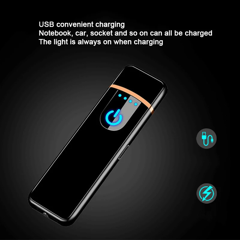 USB Electric Lighters Windproof USB Rechargeable Touch Windproof Cigarette Accessories Electric Lighter Portable
