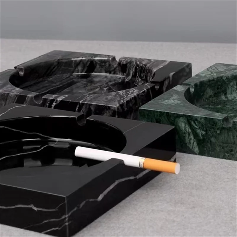 Nordic Style Rectangular Square Natural 20X20X4CM Price Cigar Smoking Unique Ashtray for Living Room Table marble ashtray