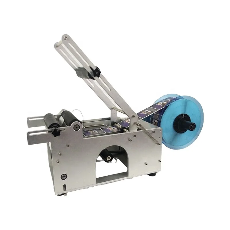 Semi automatic round bottle perfume bottle labeling machine by manual control
