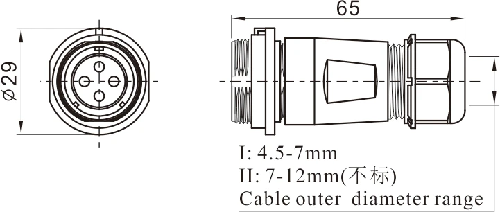 Weipu SP series connector  SP2111/S solder crimp  IP68 female in-line cable connector