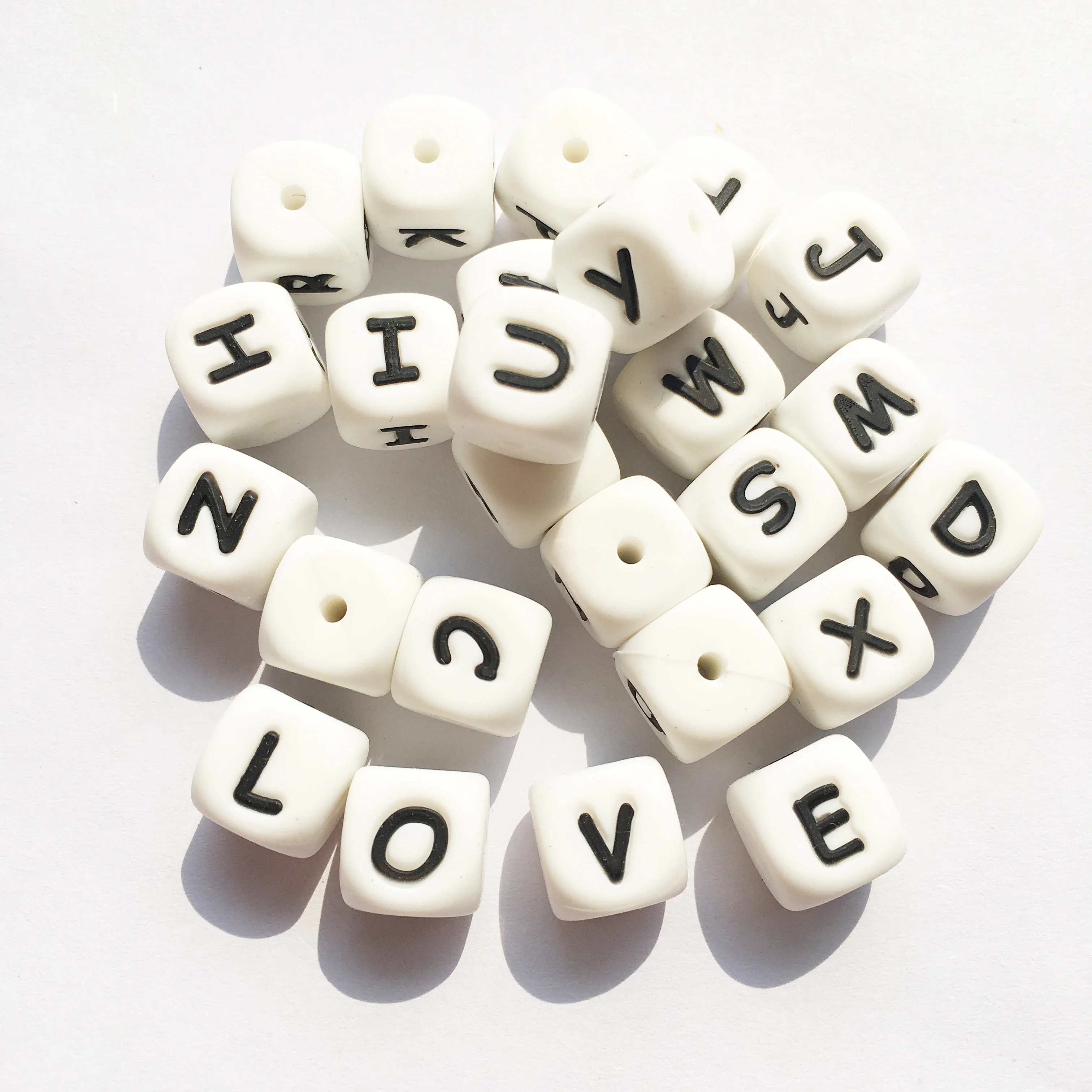 Food Grade letter beads Silicone Baby Teether Beads alphabet