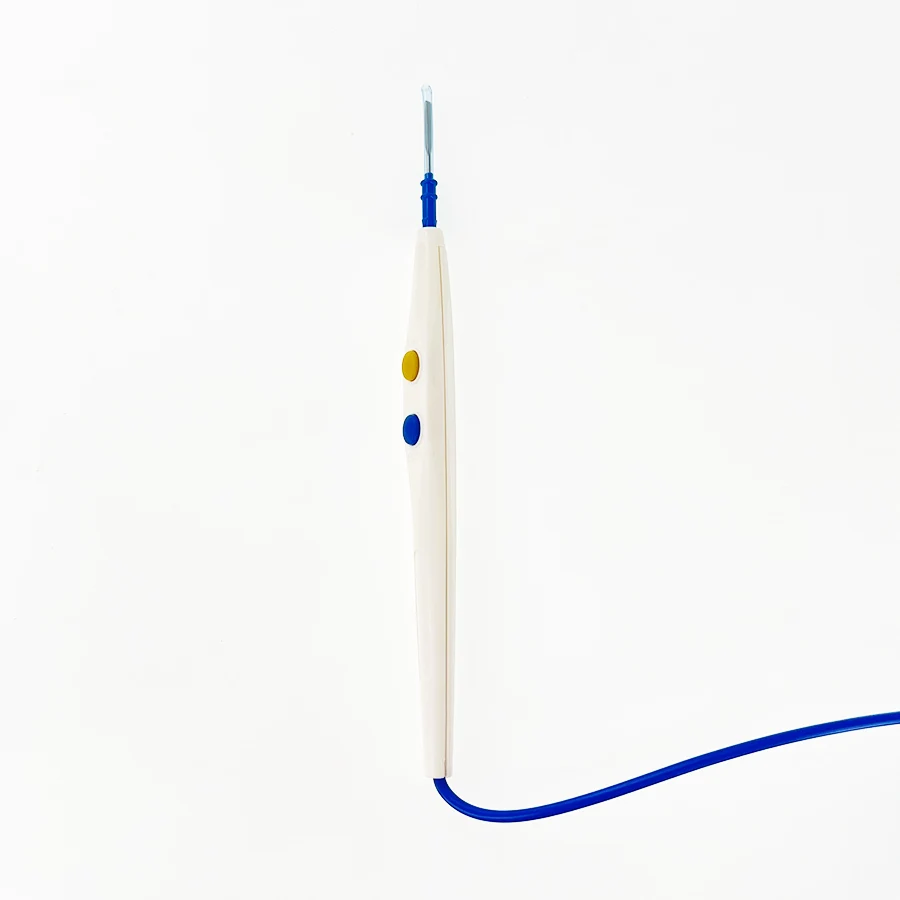 Factory Supply White Circle Button Medical Hand Control Disposable Electrosurgical Pencil with Blade