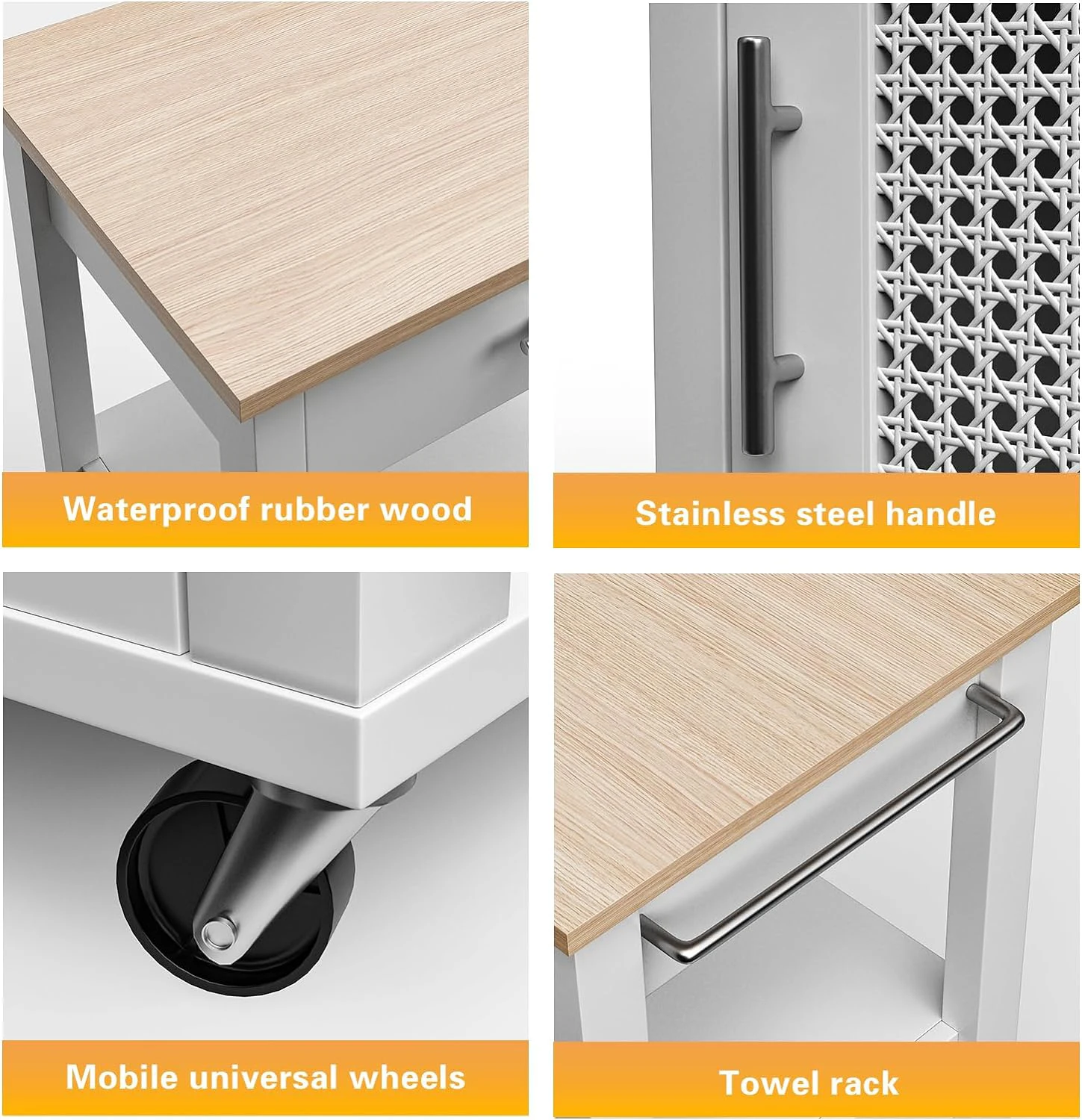 Rolling Kitchen Cart Storage Cabinet and Drawer,Small Kitchen Island Cart on Wheels with Wood Top Kitchen Trolley Cart