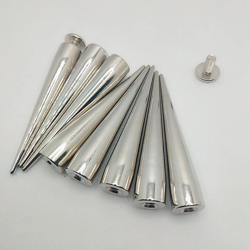 10x56mm High Quality Silver Screw Bullet Rivet Spike Studs Spots DIY Rock Punk