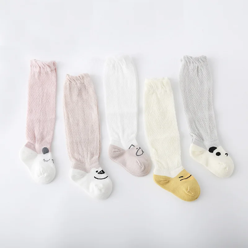 Summer mesh thin cotton boneless baby stockings Korean cartoon ice silk baby mosquito proof socks baby knee socks