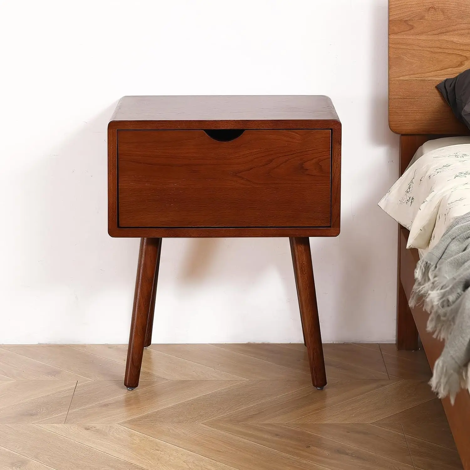 Custom bedside table end side table bedside with 2 drawers and solid wood legs for the bedroom living room locker